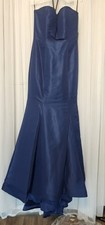 Sherri Hill 52390 Size 10 Strapless Navy Satin Mermaid Gown