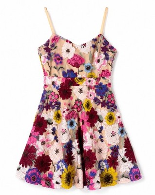Lulus Fairycore Cottagecore Floral Embroidered Mesh Mini Dress Sz Small Wedding