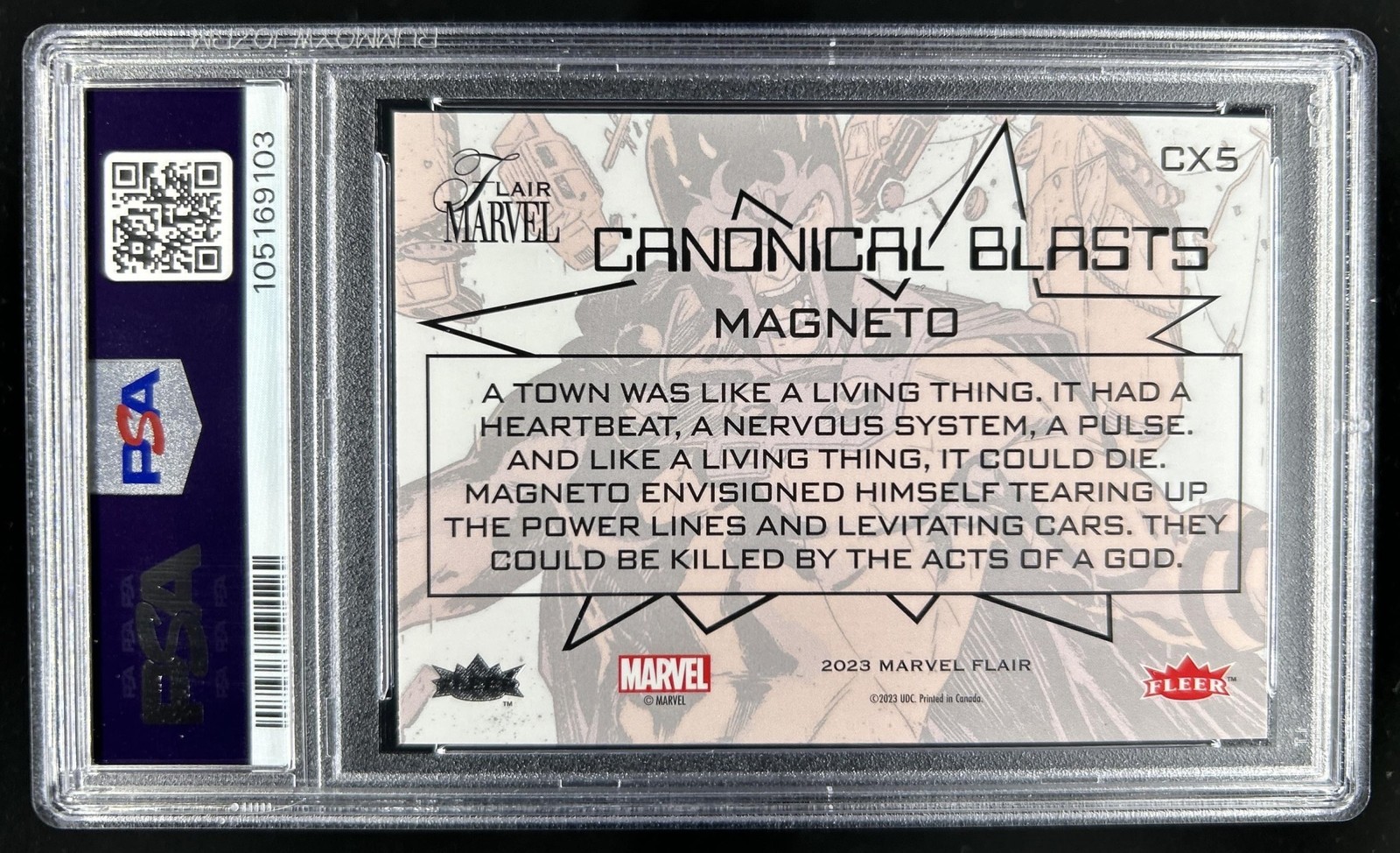 2024 Flair Marvel Magneto Canonical Blasts X-Men #CX5 PSA 10 GEM MINT view 2