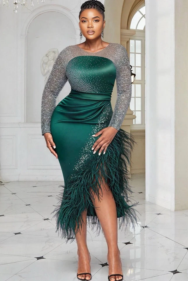 Nuevo Vestido Vaina Talla 14 Calvin Klein Elegante VERDE Terciopelo Imitación Envoltura Fácil Ajuste Foto 2 de 4