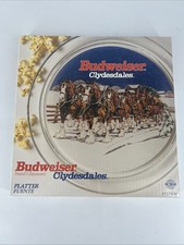 Budweiser 13” Clydesdales Glassware Platter Indiana Glass 1995 #7192 Made In USA