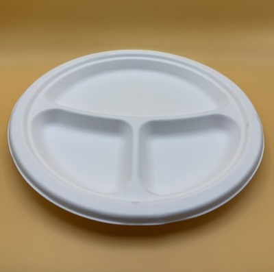 #ad #ad 300 Pack 9quot; Round 3 Compartment Bagasse Plates Compostable Biodegradable Eco $46.99