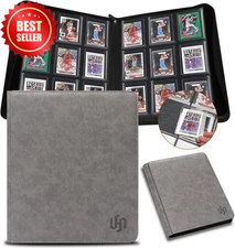 9 Pocket Toploader Binder Holds 288 3x4 Rigid Trading Card Holder Storage Gray