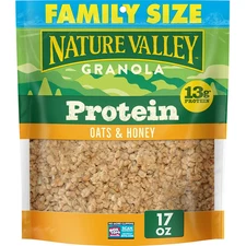 Protein Granola, Oats and Honey Granola, Resealable Snack Pouch, Family Size, 17