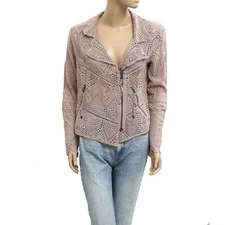 Odd Molly Anthropologie Eyelet Embroidered Blouse Jacket Top Zip Up M-2 225249