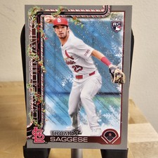 2025 Topps Holiday Thomas Saggese Gray Snowflake Metalic (RC) #H187 Cardinals