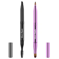 Retractable Eyebrow and Lip Brush Set with Cap - Travel Makeup Brushes