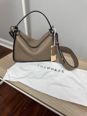 The Horse Clementine Taupe Textured Pebbled Leather Top Handle Bag with Strap