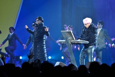 Neil Tennant Chris Lowe of the Pet Shop Boys perform stage at the - Old Photo 7