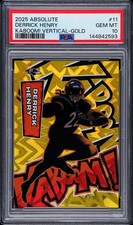 DERRICK HENRY 2025 PANINI ABSOLUTE GOLD KABOOM! CASE HIT SP 1/10 PSA 10 GEM MINT