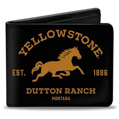 Bi-Fold Wallet YELLOWSTONE DUTTON RANCH MONTANA Black/Yellow (US IMPORT)