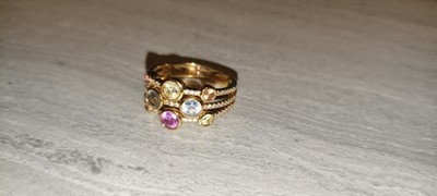 STERLING SILBER & GOLD MULTI EDELSTEIN BUBBLE STYLE RING 925
