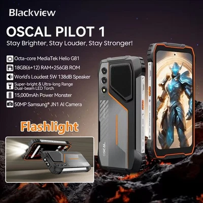 NEW OSCAL PILOT 1 4G Rugged Phone 6+256GB Flashlights 50MP 15000mAh Global