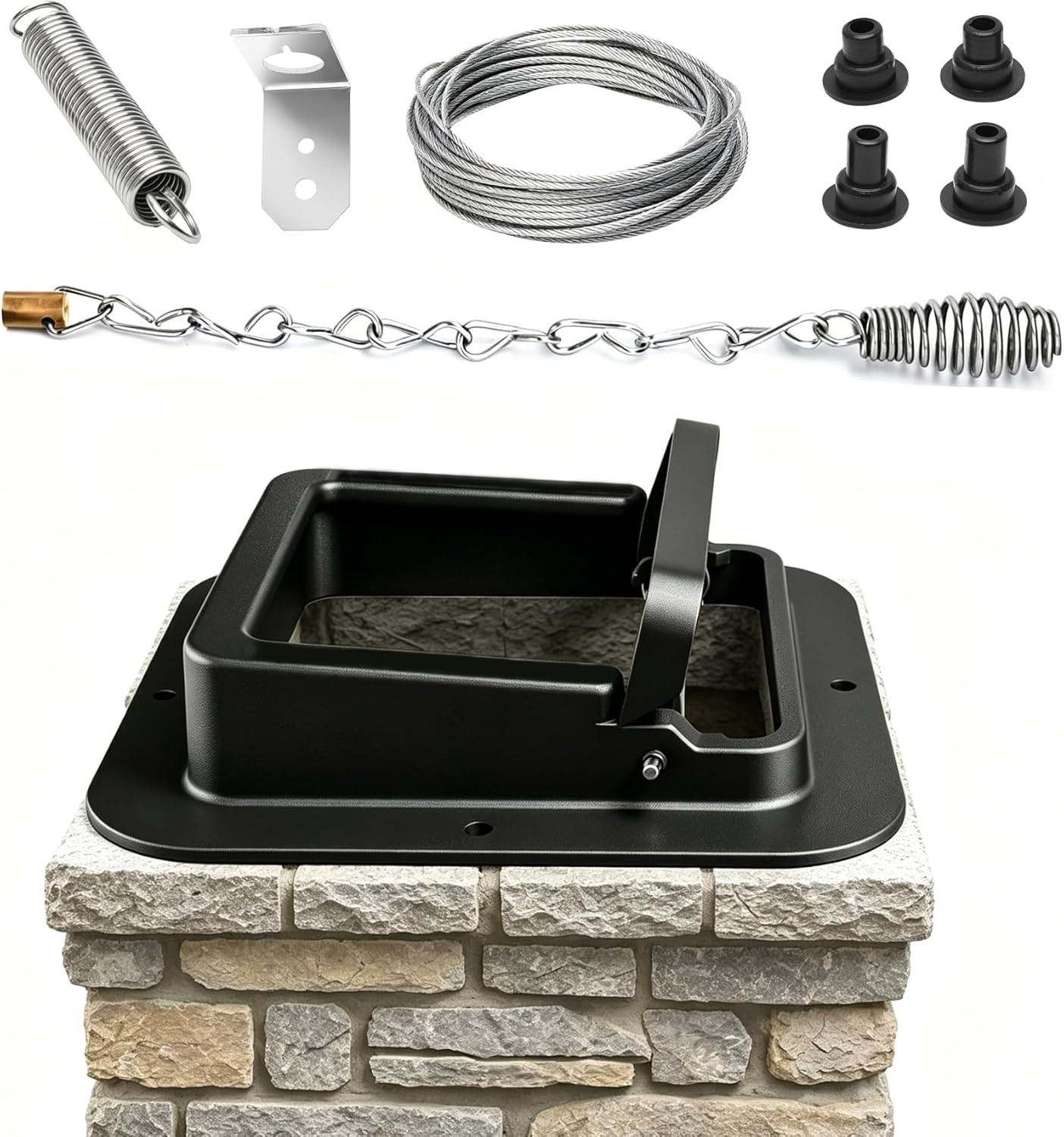 Chimney Damper Kit 13"X13"，Double Seal Air Tight Damper Kit for Wood