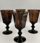 Vintage MCM Lenox Antique Brown Crystal Stemmed Water Wine Goblets Set Of 4 USA