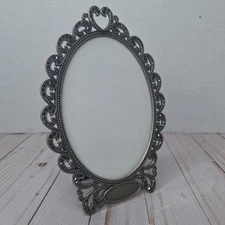 Oval Things Remembered Pewter Finish Black Rhinestone Photo Frame 5 x 7