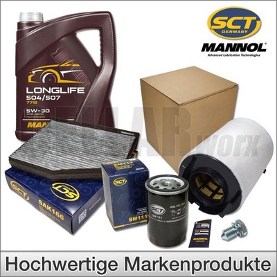 Inspektionspaket Filtersatz 5W30 Öl für VW Golf 5 6 Touran Audi A3 1.6 102 PS