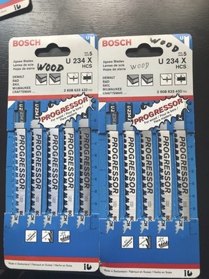 BOSCH JIGSAW BLADES U234 HCS Progressor 2608633432 10 blades (2 pks X 5) NOS