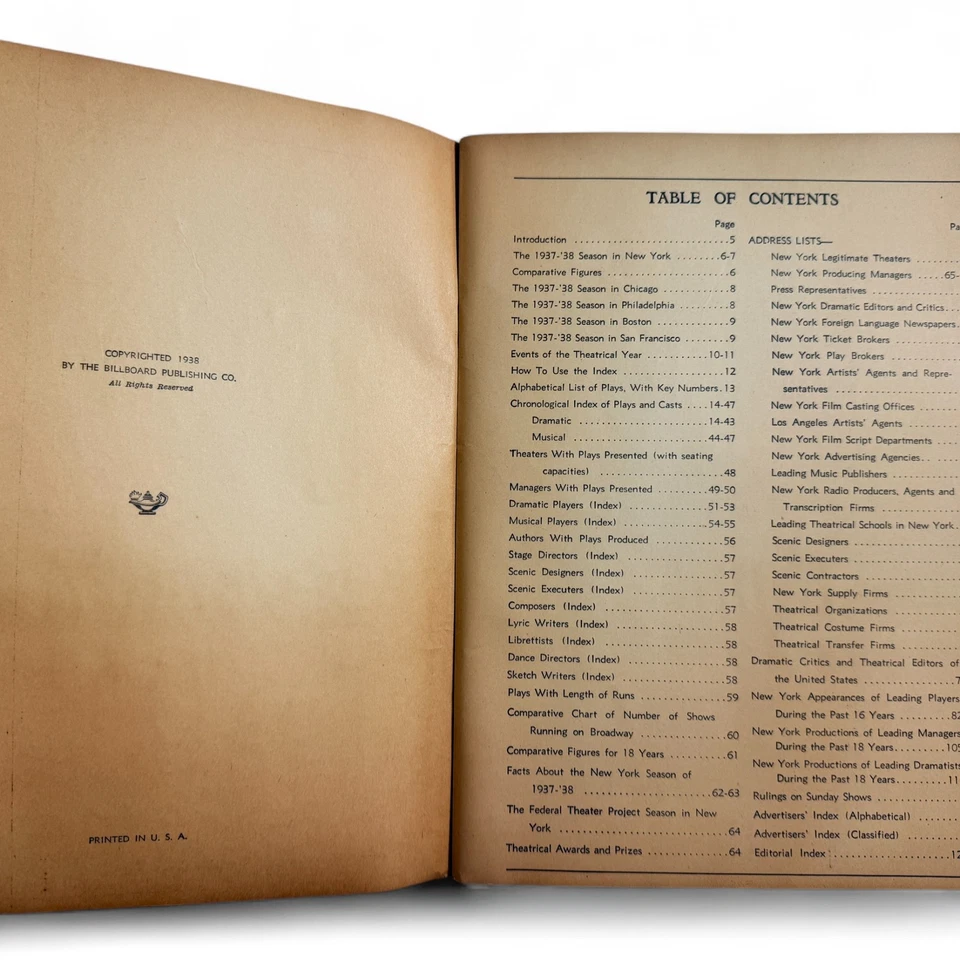 The Billboard Year Book 1937-1938 – NY Stage Theater Reference Book Foto 3 de 4