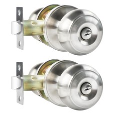 Privacy Door Knobs, 2 Pack Satin Nickel Door Knobs with Lock, Bed and Bath Do...