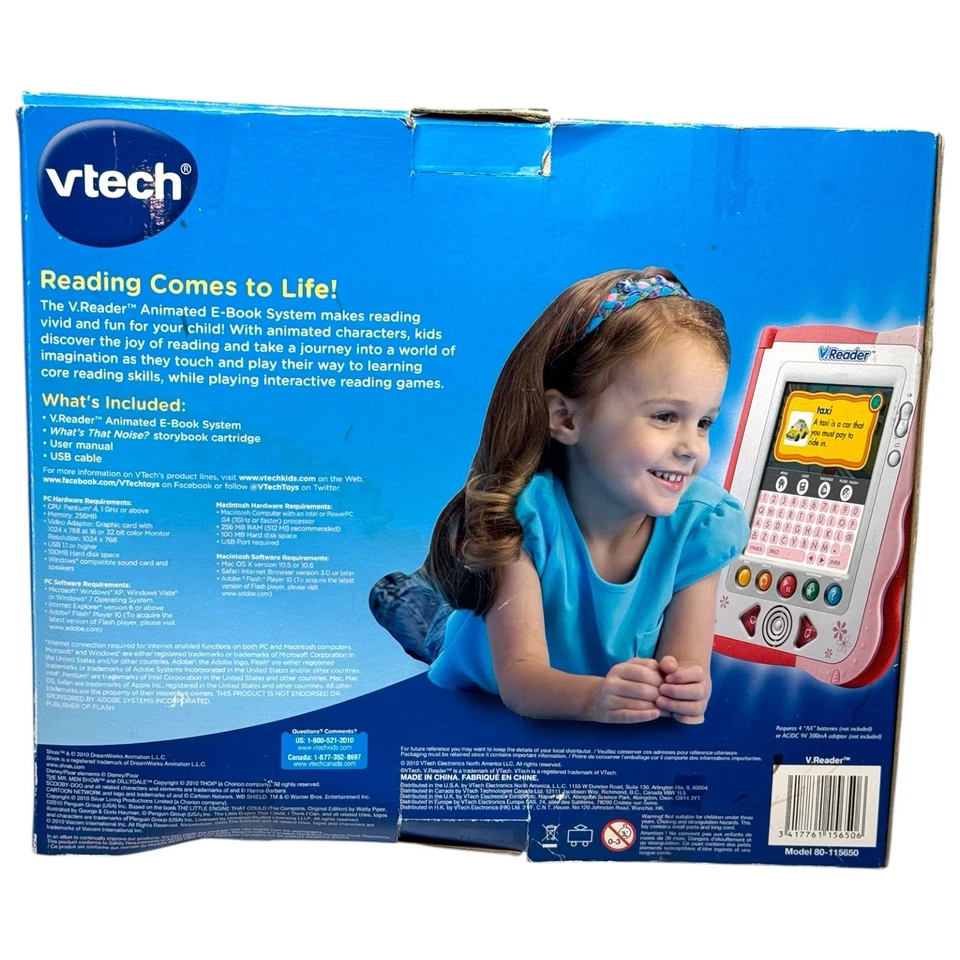 2010 VTech V.Reader Animated E-Book System Open Box w/Case 9 Cartridges Charger - Image 3 of 4