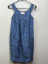 Michael Michael Kors Dress Womens 0 Blue Black Silk Sleeveless Shift Pockets