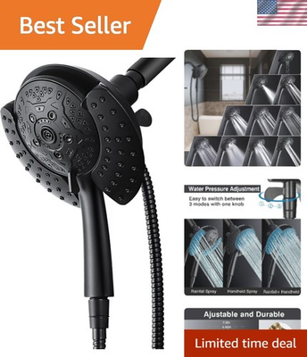#ad Luxury 2 IN 1 High Pressure Black Shower Head: Rain amp; Handheld Combo with 10 ... $64.49