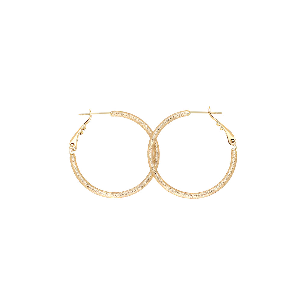 Créoles femme plaqué or jaune 750/1000 texturées sablé de diamètre 30 mm