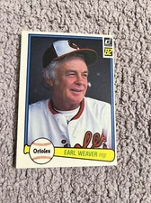 1982 Donruss Baltimore Orioles Baseball Card #27 Earl Weaver Manager HOF
