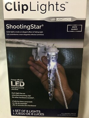 Set of 8 Clip Lights Shooting Star Falling Icicle ClipLights Holiday Christmas