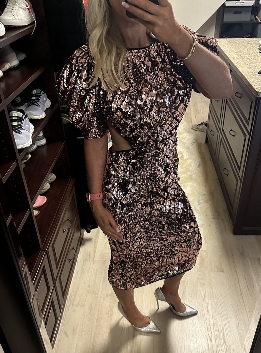 camila coelho gold dress Midi Camila Rose Size S Sequins Renaissance dressing mirror with storage