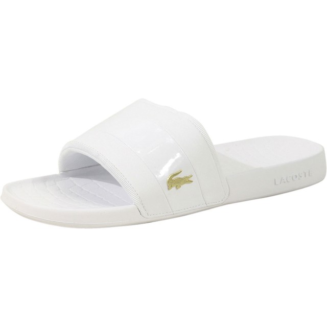 lacoste slides white