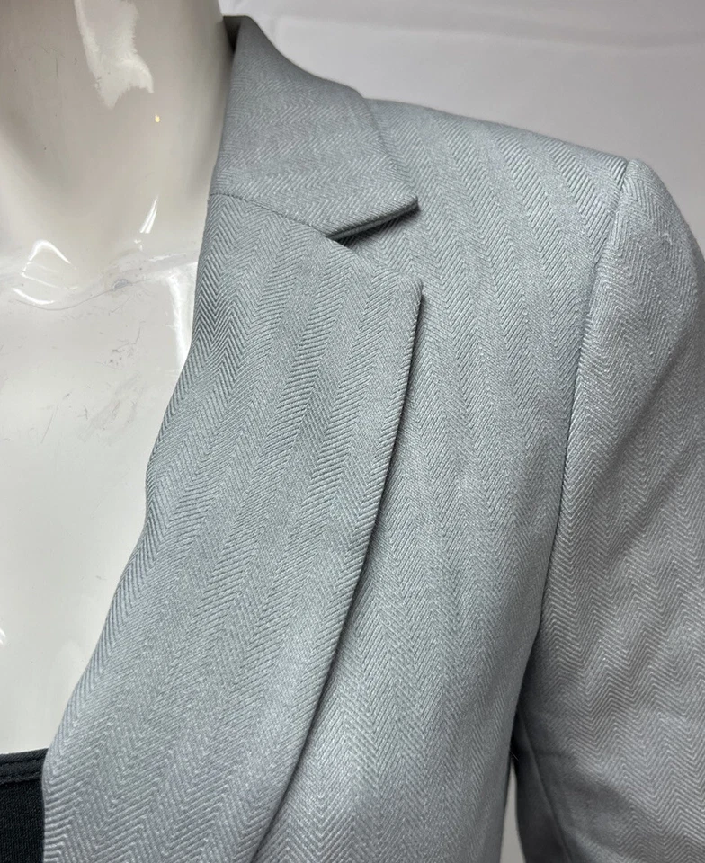 Chaqueta Blazer Para Mujer H&M Azul-Gris Espiga Botón Único Ventilación Única XS Foto 3 de 4