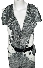 Rain Sleeveless Shawl Collar Long Sweater W/Belt Buckle Sz S NWT Stylish Vest