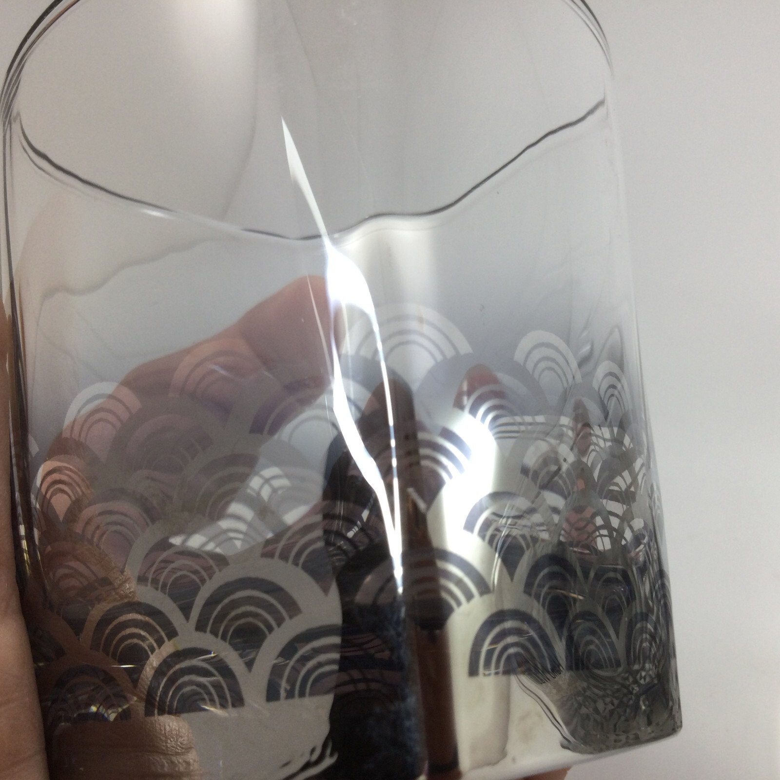 Silver Mercury Ombre Drinking Glasses Tumblers Lowball 3” Set of 4