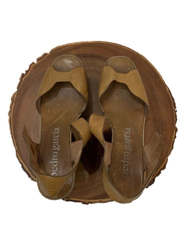 PEDRO GARCIA Fama Plattform Wedge Sandals Women's Tan Brown Leather Pre-owned - Picture 6 of 10