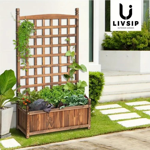 Livsip x2 Raised Garden Bed Wooden Planter Box Vegetables Outdoor Square - Picture 3 of 7