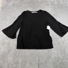 Michael Stars Women's Blouse Bell Sleeve One Size Black V-Neck NEW