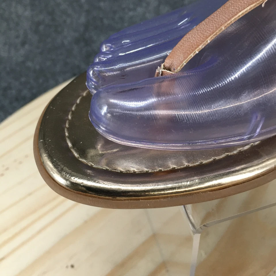 Sandalias Bandolino Mujer 8 M Jimba Chanclas Planas Dorado Imitación Cuero Sin Cordones Foto 4 de 4