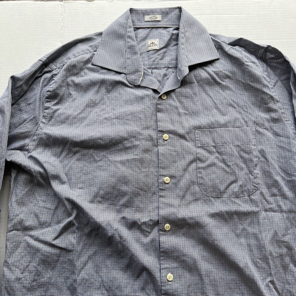 Peter Millar Shirt Mens Large Blue White Brown Shapes Summer Comfort Button Down - Image 3 of 4