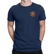 US Marine Corps Embroidered T-Shirt Navy Blue USMC Licensed -all sizes-