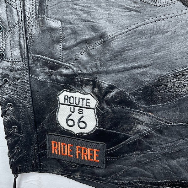 Harley Vest XL Black Diamond Plate Buffalo Leather Lined Snap Front