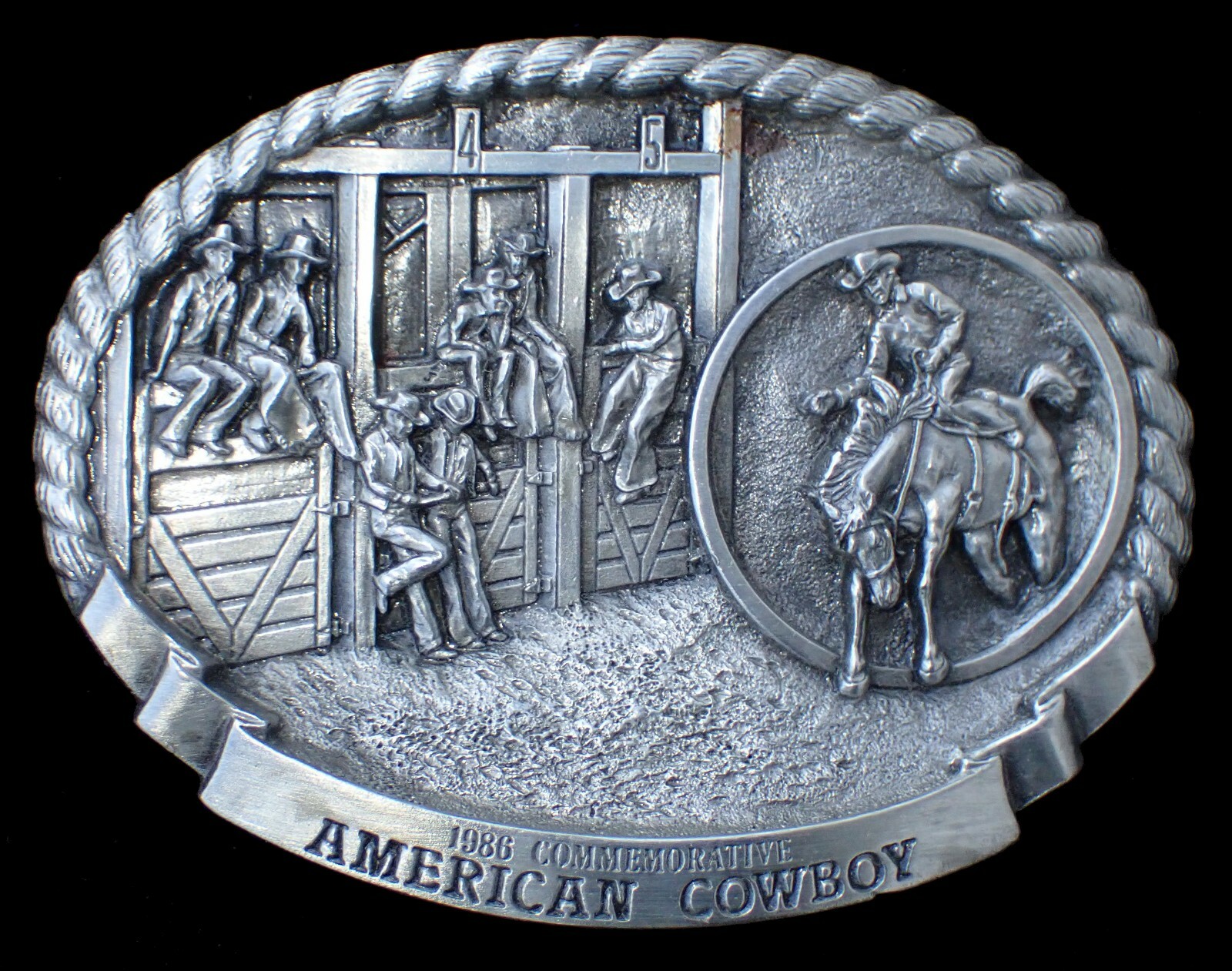 1986 AMERICAN COWBOY COMMEMORATIVE BELT BUCKLE 316/… Gem