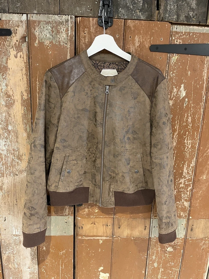 Hei Hei Bomber Jacket Coat Brown Full Zip Women's Medium - Image 2 of 4