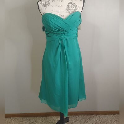 Bella Formals By Venus Short Elegant Emerald Strapless Dress w/ lace Up Back 12