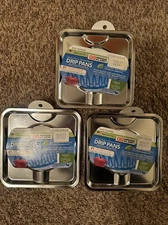 3 Pack Range Kleen Style I Drip Pan Heavy Duty Chrome Plated Square 7-3/4", New