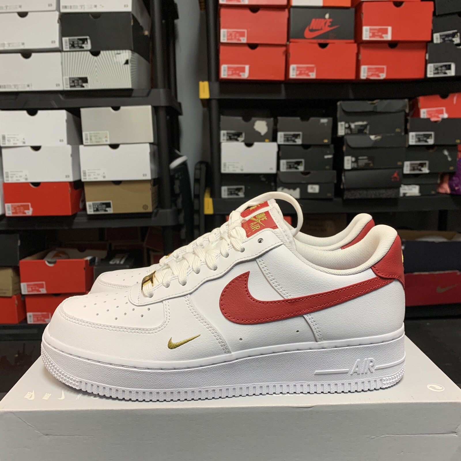 Nike Air Force 1 \u0026#039;07 ESS White Red Gold CZ0270-104 Women Size 11 / Men  Size 9.5 | eBay
