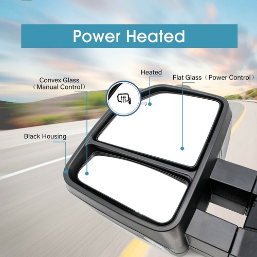Towing Mirrors For 2013 Ford F-150 Power Heated LED Signal Puddle Light Chrome - 第 3/12 張圖片