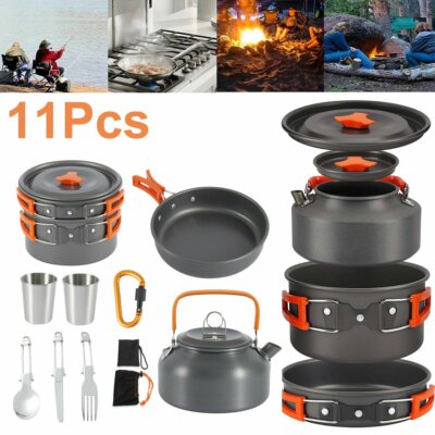 Camping Geschirr Set 2-3 Personen Outdoor Kochgeschirr Aluminium Camping Töpfe