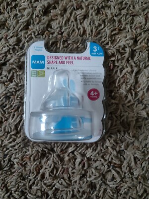 New MAM Fast Flow Nipple 4m+ Level 3 Skin Soft Silicone Breast Like Air Valve. 
